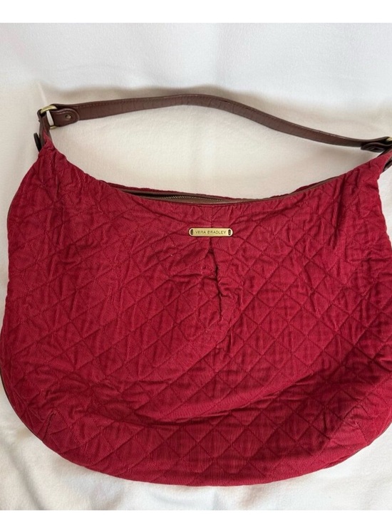 Vera Bradley Handbags - Vera Bradley Retired Quilted Chili Red Shoulder  HoboBag with BrownStrap&Tassels